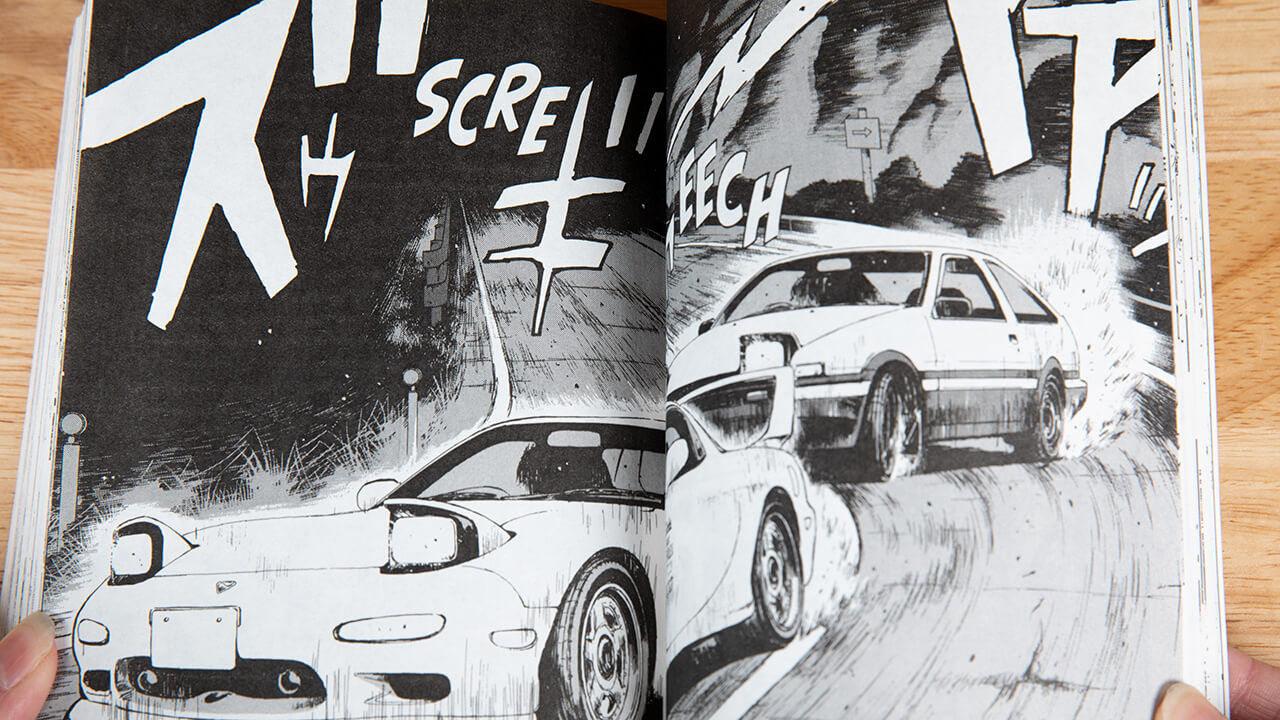 Translated sound effects in Initial D omnibuses